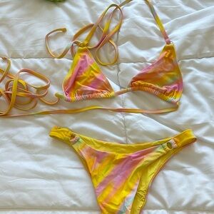 Blackbough sunset print bikini